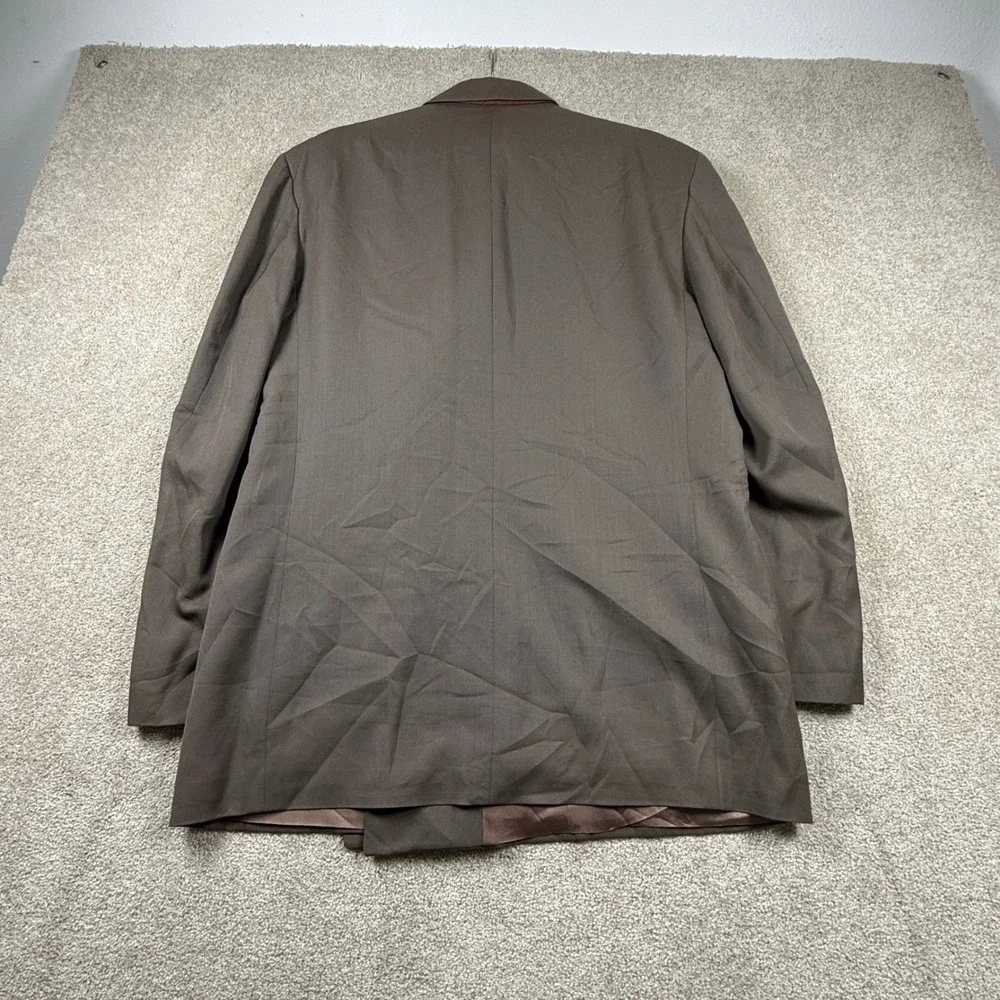 Patrick James Mens 44L Brown Double Breasted Blazer Suit Jacket Wool